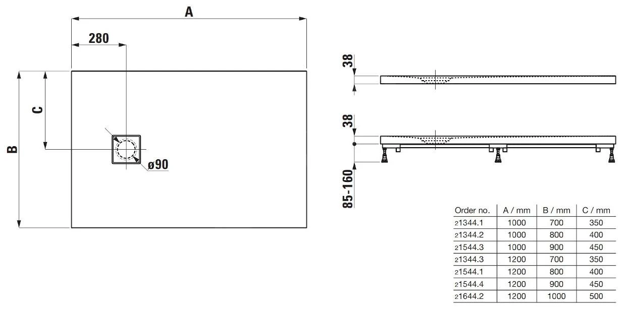 Laufen Solutions - Douchebak 1000x800 Mm, Wit H2134420000001 4 Laufen Solutions - Douchebak 1000x800 Mm, Wit H2134420000001 - Afbeelding 2
