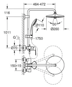 Alternative view of Grohe Euphoria - Douchesysteem 260 Met Douchekraan, 3jet, Chroom 27473001
