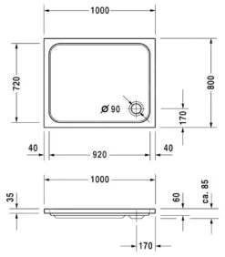 Alternative view of Duravit D-Code - Douchebak 1000x800 Mm, Antislip, Alpine Wit 720106000000001