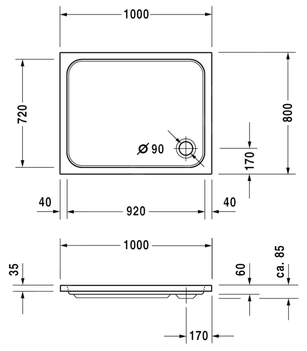 Duravit D-Code - Douchebak 1000x800 Mm, Alpine Wit 720106000000000 4 Duravit D-Code - Douchebak 1000x800 Mm, Alpine Wit 720106000000000 - Afbeelding 2