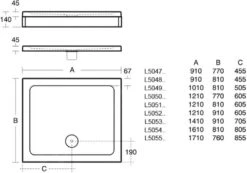 Alternative view of Ideal Standard Simplicity Stone - Douchebak 1210x910 Mm, Wit L505201
