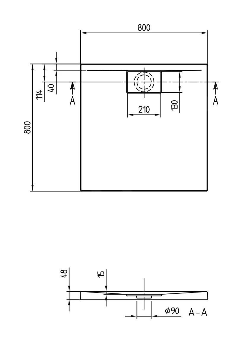 Villeroy & Boch Architectura MetalRim - Douchebak, 800x800 Mm, Alpine Wit UDA8080ARA148V-01 4 Villeroy & Boch Architectura MetalRim - Douchebak, 800x800 Mm, Alpine Wit UDA8080ARA148V-01 - Afbeelding 2