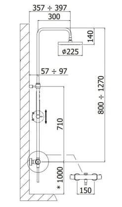 Alternative view of Paffoni Douchesets - Doucheset Mini Birillo 225 Met Thermostaatkraan, Mat Zwart ZCOL638LIQNO