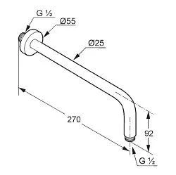 Kludi A-Qa - Douchearm 250 Mm ,chroom 6651305-00 4 Kludi A-Qa - Douchearm 250 Mm ,chroom 6651305-00 - Afbeelding 2