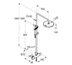 Alternative view of Kludi A-Qa - Doucheset Met Thermostaat, 3-jets, Chroom 6619505-00