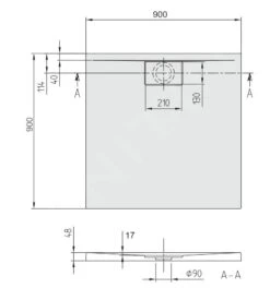 Alternative view of Villeroy & Boch Architectura MetalRim - Douchebak, 900x900 Mm, VilboGrip, Alpine Wit UDA9090ARA148GV-01