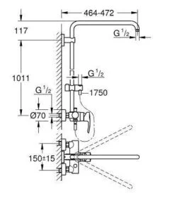 Alternative view of Grohe Euphoria - Douchesysteem Met Eengreeps Opbouwkraan, Chroom 26240000