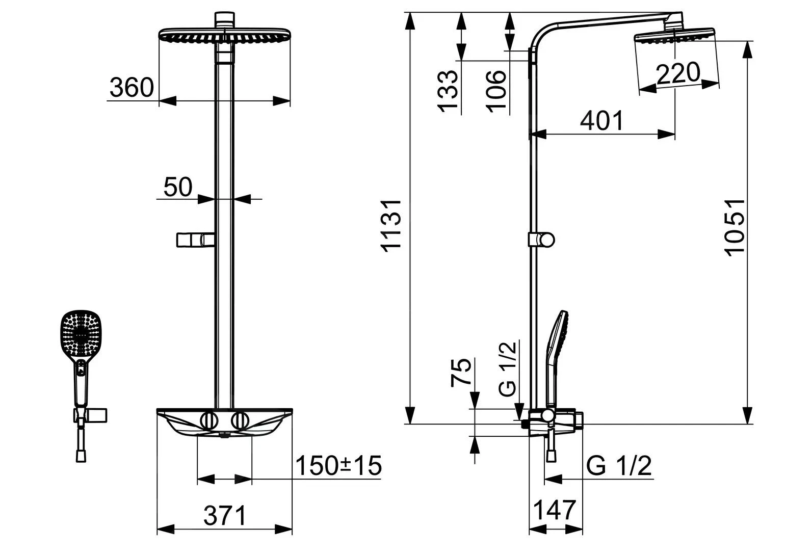 Hansa Emotion - Doucheset Met Thermostaat, 360x 220 Mm, Wit/chroom 5865017182 4 Hansa Emotion - Doucheset Met Thermostaat, 360x 220 Mm, Wit/chroom 5865017182 - Afbeelding 2