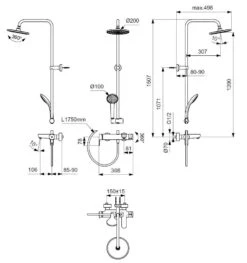 Alternative view of Ideal Standard Cerafine O - Doucheset Met Badkraan, Diameter 200 Mm, 1jet, Chroom BC749AA