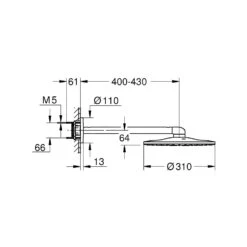 Alternative view of Grohe Rainshower SmartActive - Hoofddouche 310, Douchearm 430 Mm, 2-jets, Supersteel 26475DC0
