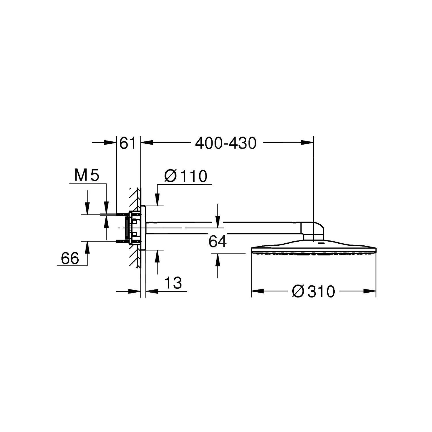 Grohe Rainshower SmartActive - Hoofddouche 310, Douchearm 430 Mm, 2-jets, Supersteel 26475DC0 4 Grohe Rainshower SmartActive - Hoofddouche 310, Douchearm 430 Mm, 2-jets, Supersteel 26475DC0 - Afbeelding 2
