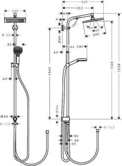 Alternative view of Hansgrohe Crometta - Doucheset Showerpipe E 240 Voor Renovatie EcoSmart 9 L/min, Chroom 27289000