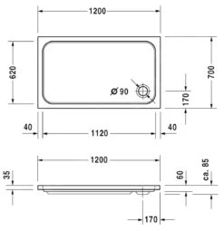 Alternative view of Duravit D-Code - Douchebak 1200x700 Mm, Antislip, Alpine Wit 720094000000001