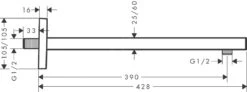Alternative view of Hansgrohe Toebehoren - Douchearm 389 Mm, Mat Zwart 27694670