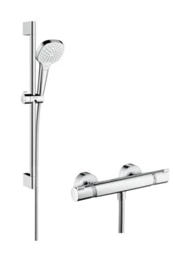 Hansgrohe Croma Select E - Vario Doucheset Met Thermostaat, 3jet, Douchestang 650 Mm, Wit/chroom 27081400
