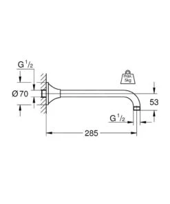 Alternative view of Grohe Grandera - Douchearm, 285 Mm, Warm Sunset 27986DA0