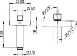 Alternative view of Keuco Edition 300 - Douchearm Voor Plafond Aansluiting, Lengte 100 Mm, Mat Zwart 53089370102