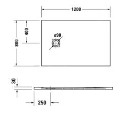 Alternative view of Duravit Sustano - Douchebak, 1200x800 Mm, DuraSolid, Mat Wit 720276740000000