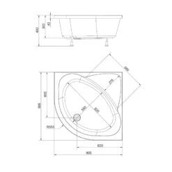 Alternative view of Polysan Selma - Kwartronde Douchebak 90x90x30 Cm, R55, Diep, Wit Met Constructie 28711