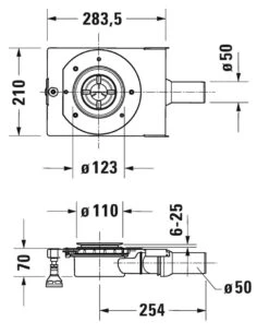 Alternative view of Duravit Toebehoren - Douchebakafvoer, Afvoer Horizontaal 791283000000000