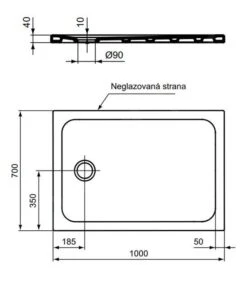 Alternative view of Ideal Standard Connect 2 - Douchebak, 1000x700 Mm, Afvoer Links, Wit R036801