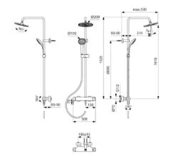 Alternative view of Ideal Standard Cerafine O - Doucheset Incl. Douchekraan, 200 Mm, 1-jet, Zwart BC750XG