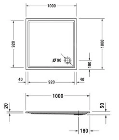 Alternative view of Duravit Starck Slimline - Douchebak 1000x1000x50 Mm, Wit 720116000000000