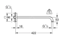 Alternative view of Grohe Rainshower - Douchearm 422 Mm ,chroom 26145000