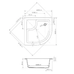 Alternative view of Aqualine Douchebakken - Douchebak 800x800x280 Mm, Inclusief Poten, R550, Wit C83
