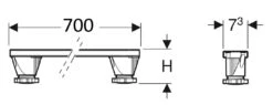 Alternative view of Geberit Toebehoren - Steunpoten 700 Mm, Hoogte 9-21 Cm, Voor Douchebakken Tot 1400 Mm 554.958.00.2