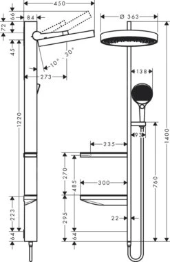 Alternative view of Hansgrohe Rainfinity - Doucheset Showerpipe 360, 1jet, Mat Wit 26842700