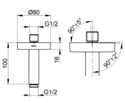 Alternative view of Keuco Elegance - Douchearm Voor Wandaansluiting, Lengte 100 Mm, Chroom 51689010100