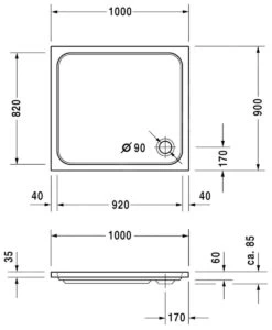 Alternative view of Duravit D-Code - Douchebak 1000x900 Mm, Alpine Wit 720107000000000