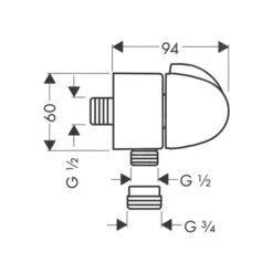 Alternative view of Hansgrohe Aansluitbochten - Fixfit E Slangaansluitknie Met Stopkraan, Chroom 27452000