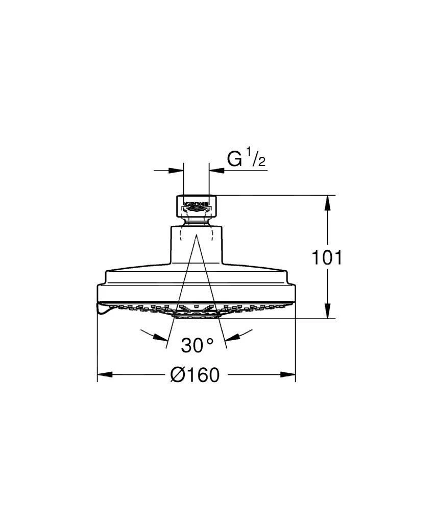 Grohe Rainshower - Hoofddouche 1/2", Chroom 27134000 4 Grohe Rainshower - Hoofddouche 1/2", Chroom 27134000 - Afbeelding 2