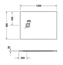 Alternative view of Duravit Sustano - Douchebak, 1200x900 Mm, DuraSolid, Mat Grijs 720277630000000