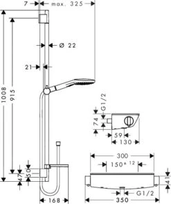 Alternative view of Hansgrohe Raindance Select E - 120 Doucheset Met Ecostat Select Thermostaat, 3 Jet, Chroom 27039000