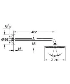 Alternative view of Grohe Rainshower - Cosmopolitan Hoofddouche, Douchearm 422 Mm, Wit/chroom 26171000