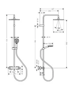 Alternative view of Hansgrohe Vernis Shape - Showerpipe 240 Doucheset Met Thermostaat, 2jet, Mat Zwart 26427670