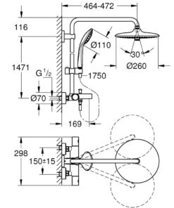 Alternative view of Grohe Euphoria - Doucheset 260 Met Badthermostaat, 3jet, Chroom 27475001