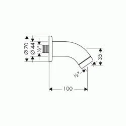 Hansgrohe Aktiva - Douchearm 100 Mm, Chroom 27438000 4 Hansgrohe Aktiva - Douchearm 100 Mm, Chroom 27438000 - Afbeelding 2