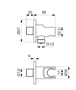 Alternative view of Ideal Standard Idealrain - Aansluitbocht Met Douchehouder, Zwart BC807XG