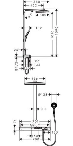 Alternative view of Hansgrohe Rainmaker Select - 460 3jet Showerpipe EcoSmart 9 L/min, Wit/chroom 27029400