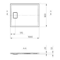 Alternative view of Sapho Acora - Douchebak 1000x800 Mm, Gegoten Marmer, Decor Grijze Steen AC023
