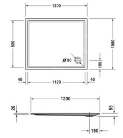 Alternative view of Duravit Starck Slimline - Douchebak 1200x1000x55 Mm, Wit 720123000000000