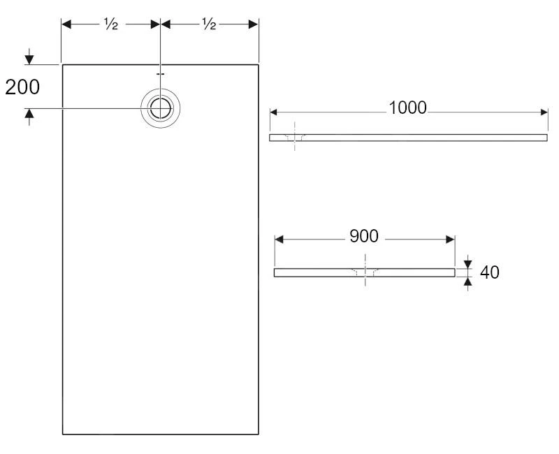 Geberit Olona - Douchebak 1000x900 Mm, Wit 550.760.00.1 4 Geberit Olona - Douchebak 1000x900 Mm, Wit 550.760.00.1 - Afbeelding 2