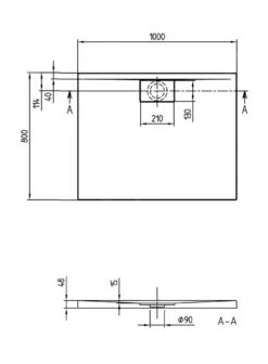 Alternative view of Villeroy & Boch Architectura MetalRim - Douchebak, 800x1000 Mm, Antraciet UDA1080ARA248V-1S