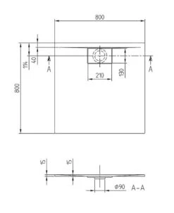 Alternative view of Villeroy & Boch Architectura MetalRim - Douchebak, 800x800 Mm, Stone White UDA8080ARA115V-RW