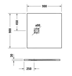 Alternative view of Duravit Sustano - Douchebak, 900x900 Mm, DuraSolid, Mat Donkergrijs 720271650000000