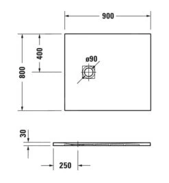 Alternative view of Duravit Sustano - Douchebak, 900x800 Mm, DuraSolid, Mat Grijs 720270630000000